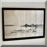 A44. Farm print signed EL Field 1938. 10” x 20” - $60 